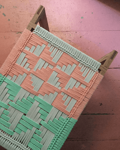 Fireside Stool Mint Coral & White