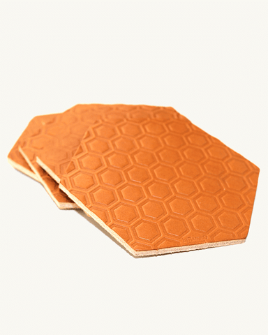 Hexagon Leather Coasters
