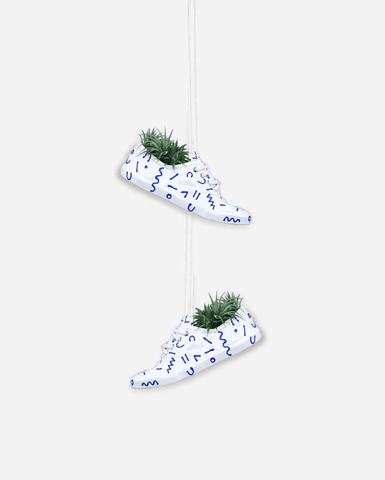 Medium Shoe Pot Blue Squiggle