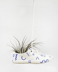 Medium Shoe Pot Blue Squiggle