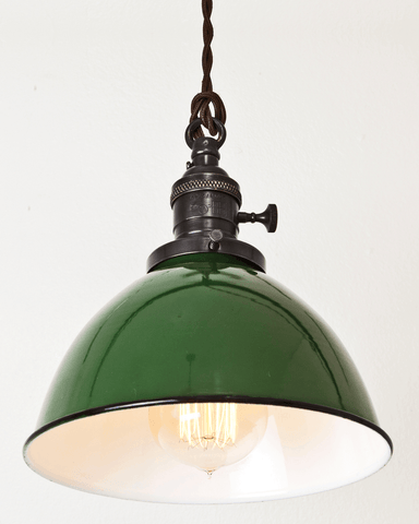 Brass Switch Pendant Green Dome