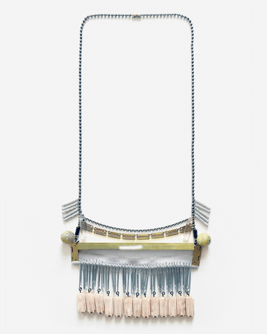 Collaged Bar Necklace Gold & Pink