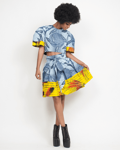 Dada Crop Top & Wrap Skirt Set