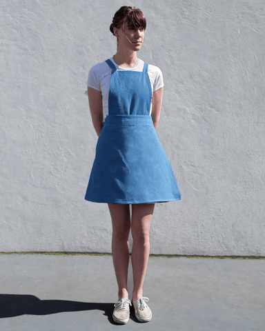 Trinity Denim Overall Dress with Removable Skirt Marine